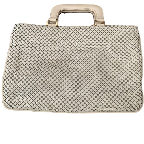 Vintage 50s/60s/70s Whiting & Davis White Hexagonal Mesh Metal Handbag - Picture 1 of 8
